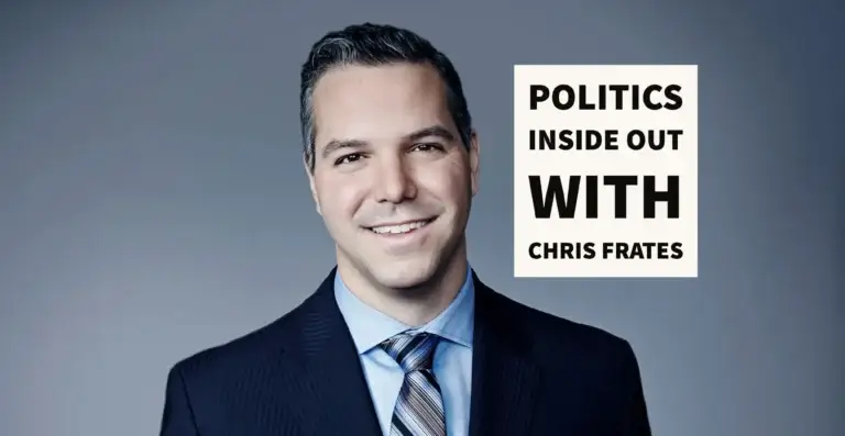 Promo flyer showcasing national SiriusXM radio show Politics Inside Out hosted by Chris Frates